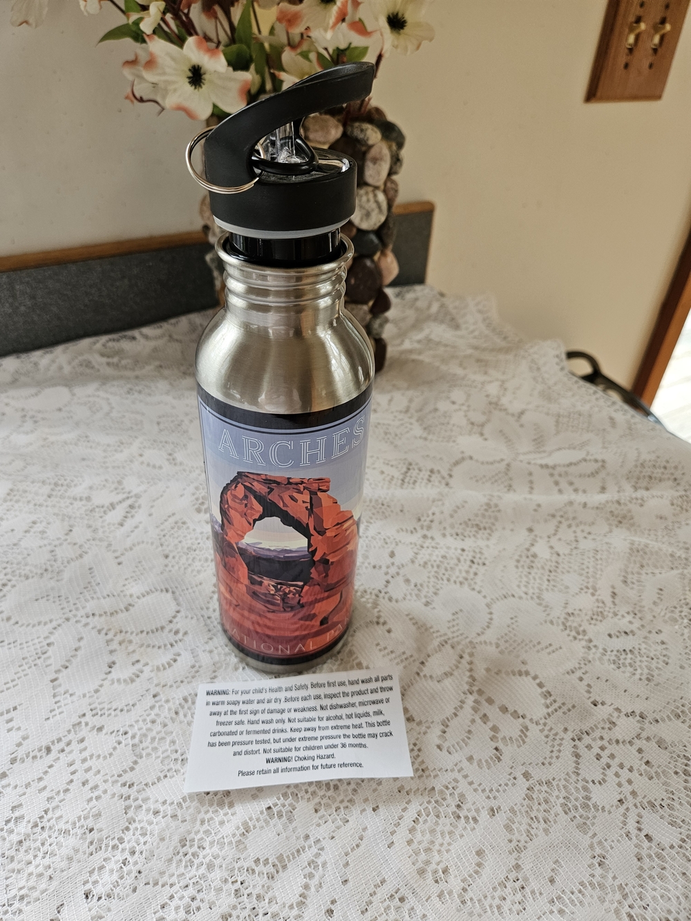 Stainless Steel Archs National Park Water Bottle - With Artwork. New